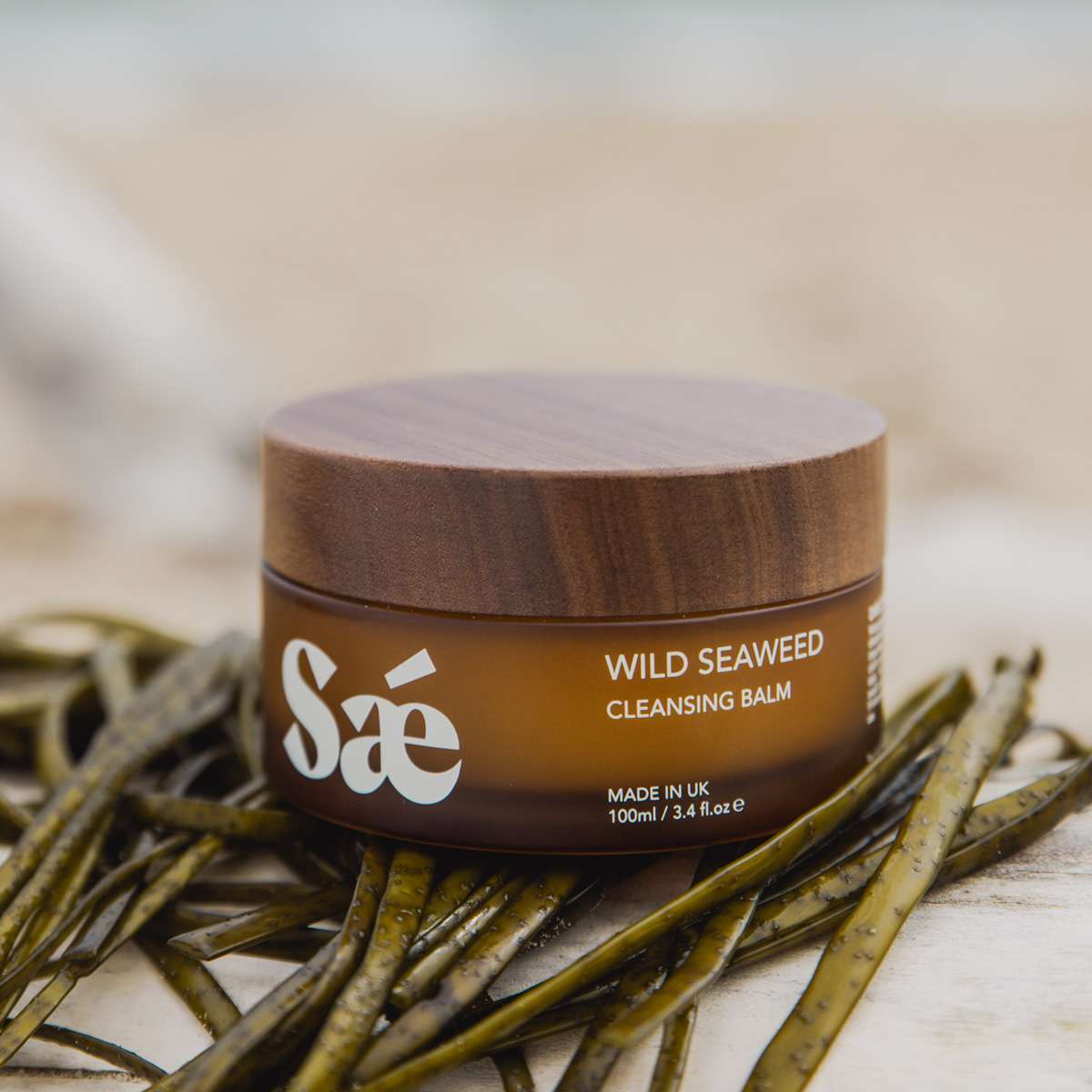 sae seaweed cleansing face balm in glass jar